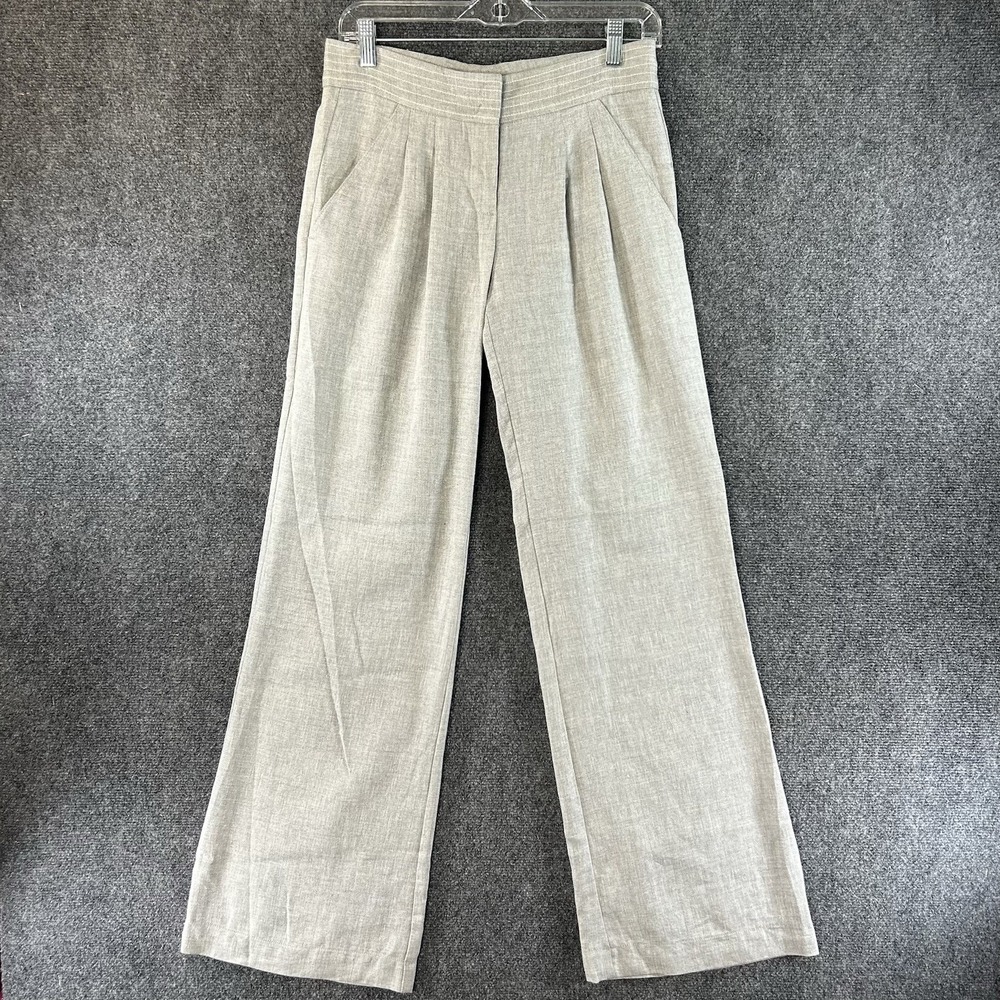 Twelfth Street By Cynthia Vincent Pants Sz 2 Gray Linen Pleated Wide Leg USA Mad
